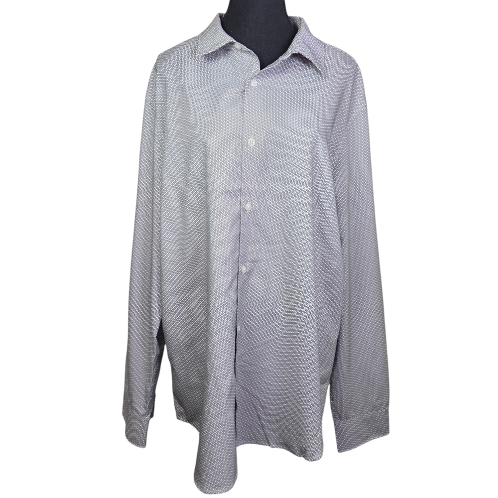 Perry Ellis Subtle Patterned Gray Dress Shirt Size XL